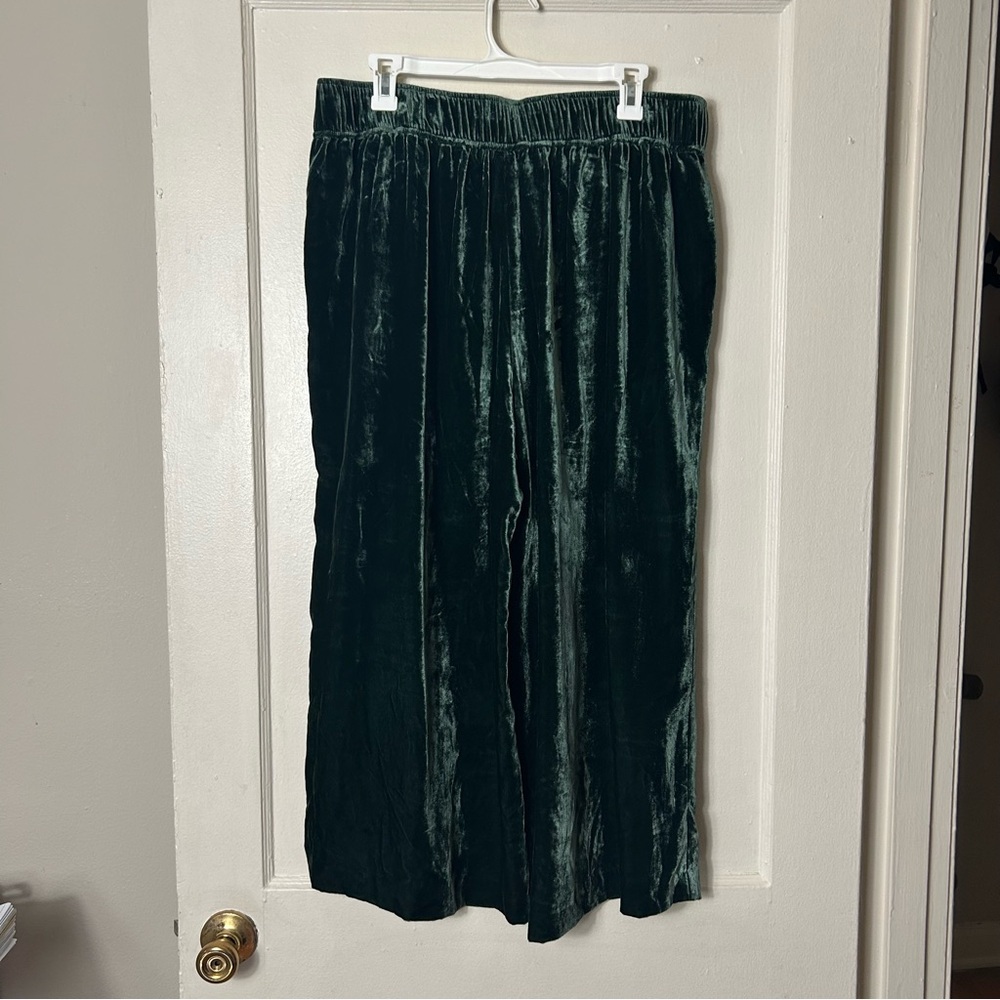 Madewell huston green velvet pull on crop pants womens XL wide leg - Picture 6 of 8